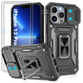 Jshru for iPhone 13 Pro Case with Screen Protector,Camera Protective Cover,Ring Stand,Phone Case for Men and Women,Shockproof Bumper Phone Cover