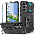 Jshru for Samsung Galaxy S21 Ultra Case with Screen Protector,Camera Protective Cover,Ring Stand,Phone Case for Men and Women,Shockproof Bumper Phone Cover
