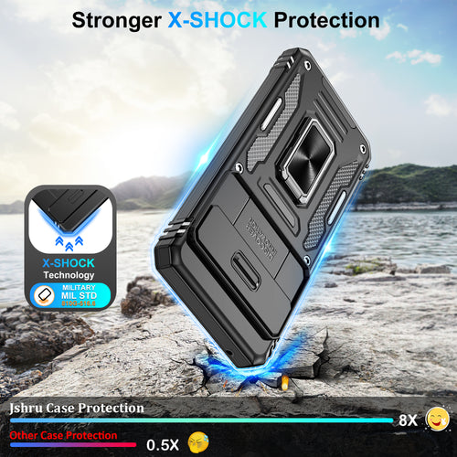 Jshru for Google Pixel 8 Case with Screen Protector,Camera Protective Cover,Ring Stand,Phone Case for Men and Women,Shockproof Bumper Phone Cover