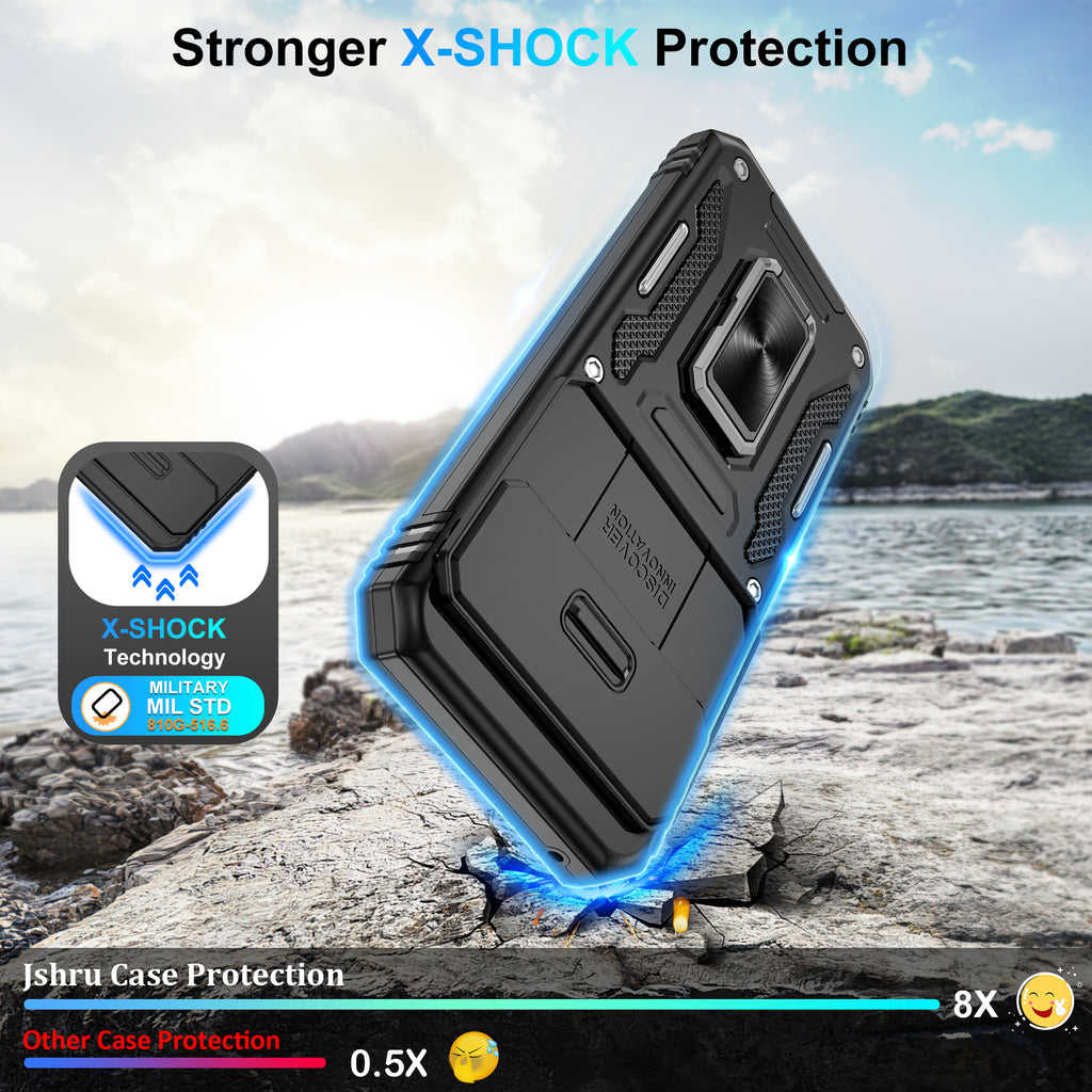 Jshru for Google Pixel 10 Pro XL Case with Screen Protector,Camera Protective Cover,Ring Stand,Phone Case for Men and Women,Shockproof Bumper Phone Cover