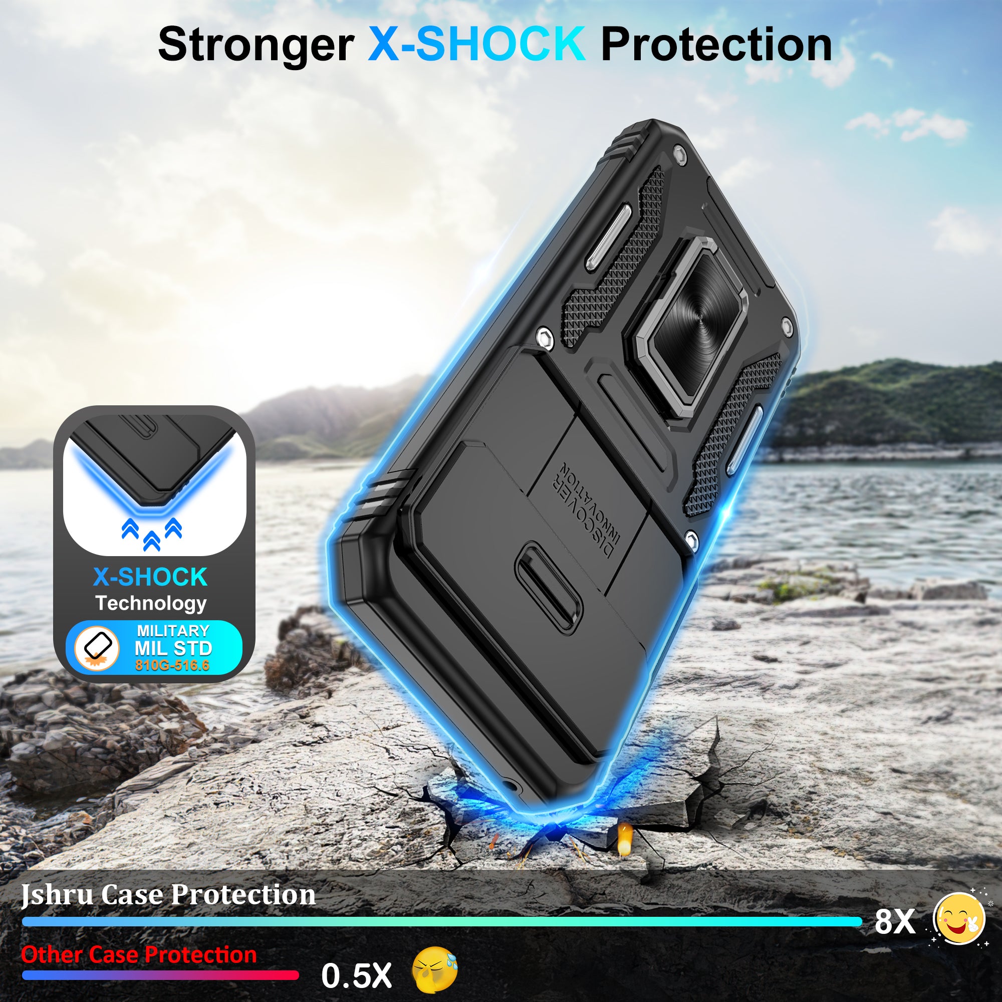 Jshru for Google Pixel 10 Pro XL Case with Screen Protector,Camera Protective Cover,Ring Stand,Phone Case for Men and Women,Shockproof Bumper Phone Cover