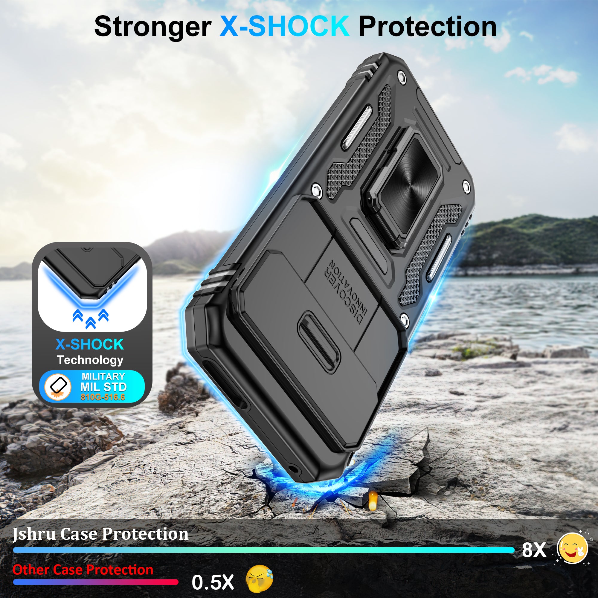 Jshru for Google Pixel 9 Pro XL Case with Screen Protector,Camera Protective Cover,Ring Stand,Phone Case for Men and Women,Shockproof Bumper Phone Cover