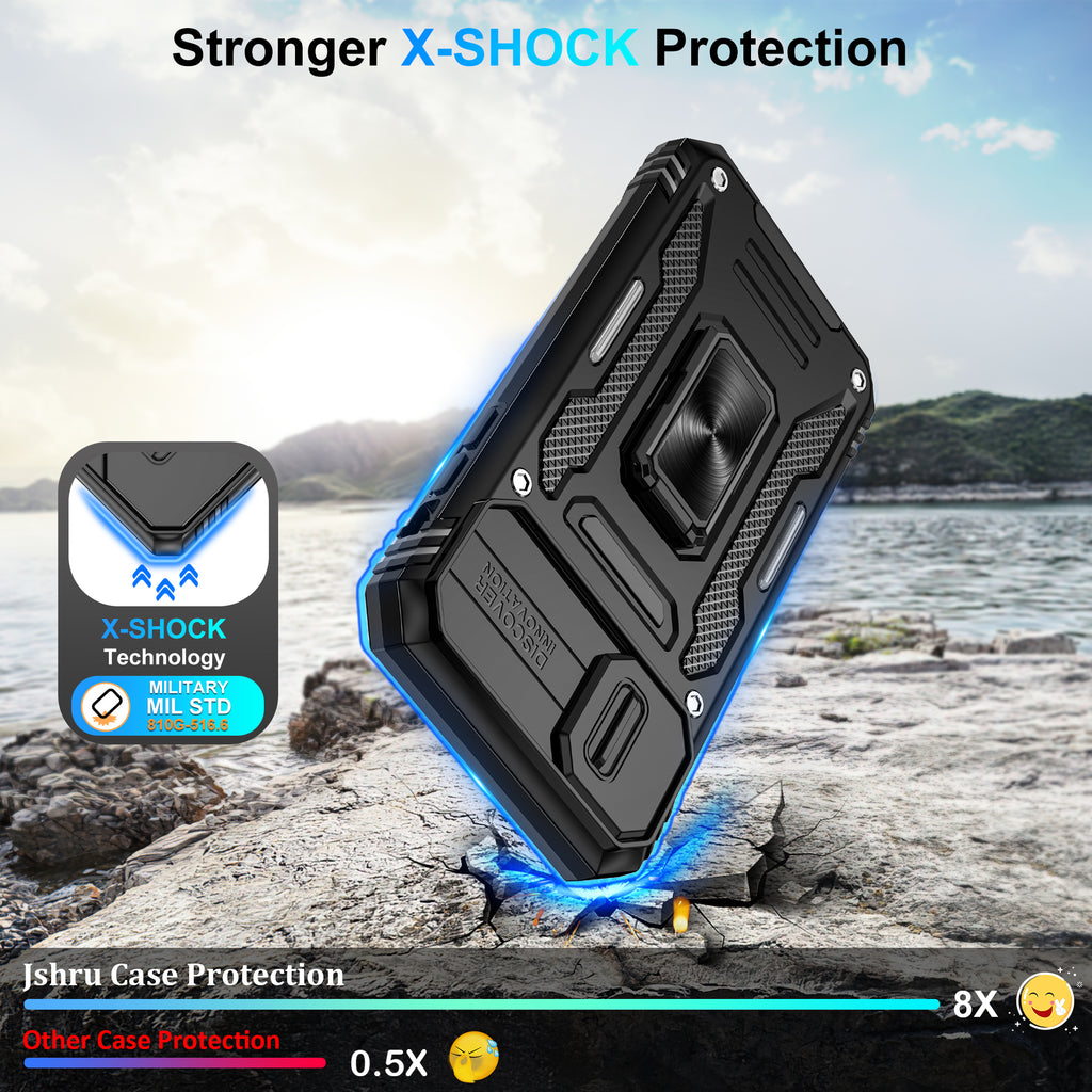 Jshru for iPhone 11 Case with Screen Protector,Camera Protective Cover,Ring Stand,Phone Case for Men and Women,Shockproof Bumper Phone Cover