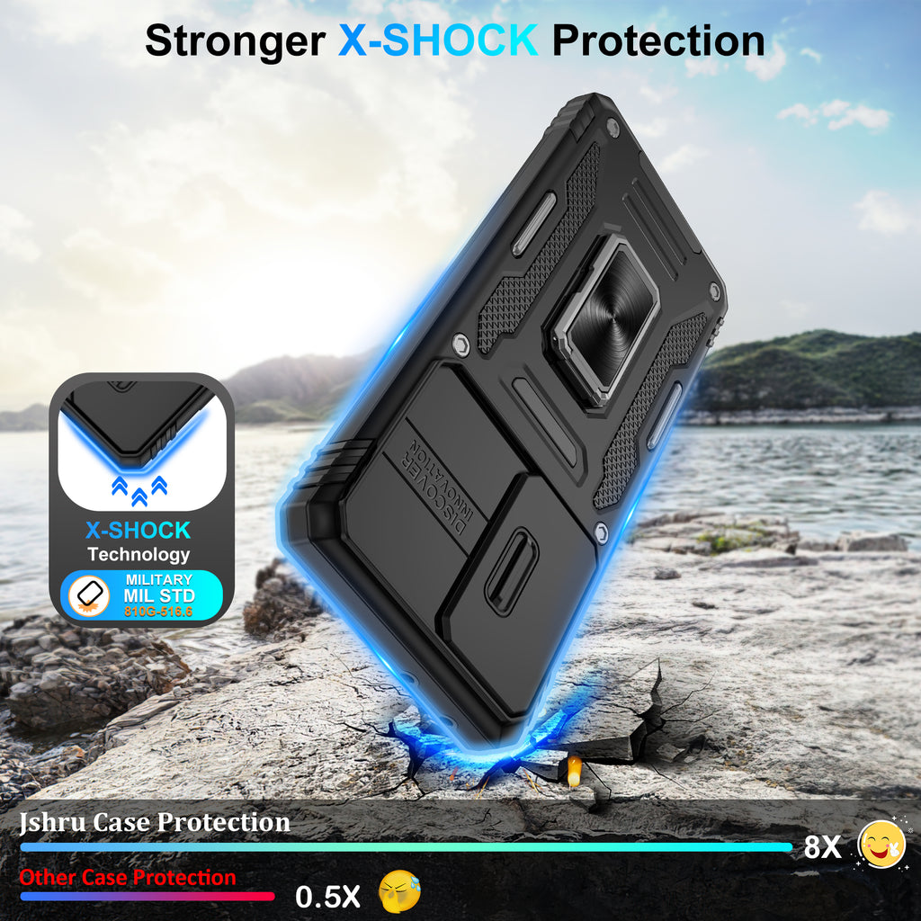 Jshru for Samsung Galaxy S21 Ultra Case with Screen Protector,Camera Protective Cover,Ring Stand,Phone Case for Men and Women,Shockproof Bumper Phone Cover