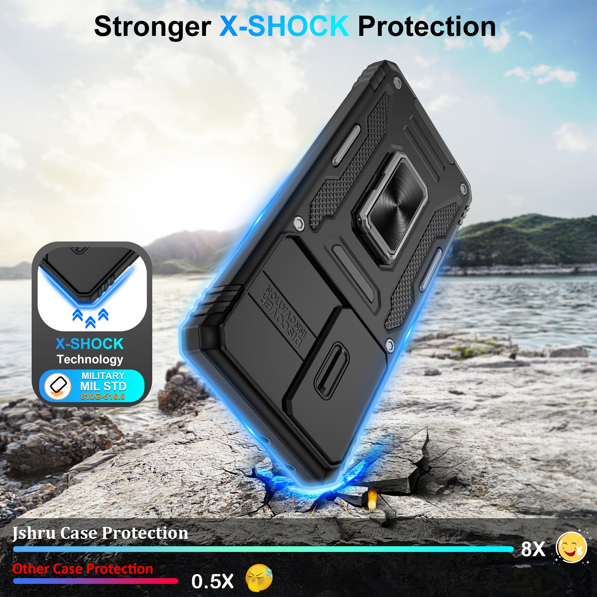 Jshru for Samsung Galaxy S21 Ultra Case with Screen Protector,Camera Protective Cover,Ring Stand,Phone Case for Men and Women,Shockproof Bumper Phone Cover