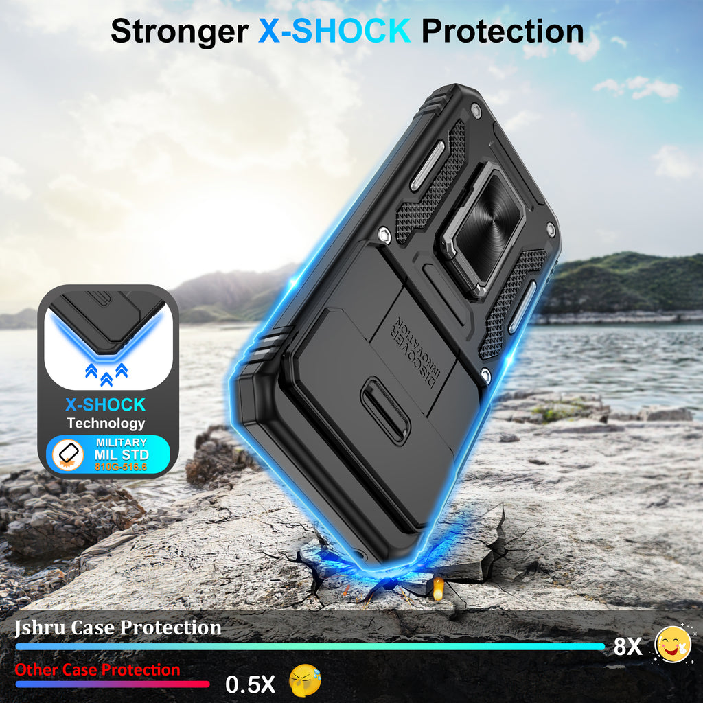 Jshru for Google Pixel 10/10 Pro Case with Screen Protector,Camera Protective Cover,Ring Stand,Phone Case for Men and Women,Shockproof Bumper Phone Cover