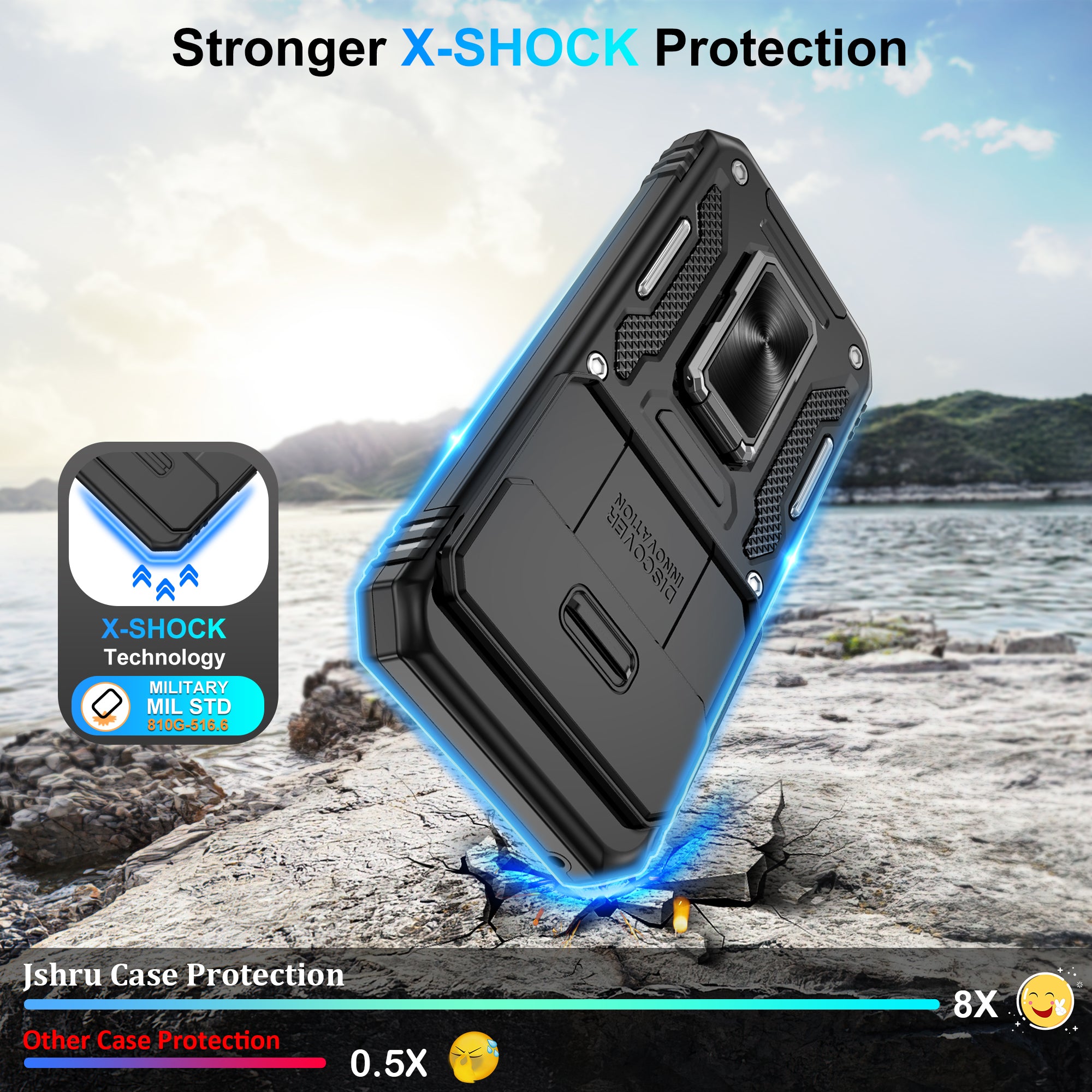 Jshru for Google Pixel 10/10 Pro Case with Screen Protector,Camera Protective Cover,Ring Stand,Phone Case for Men and Women,Shockproof Bumper Phone Cover