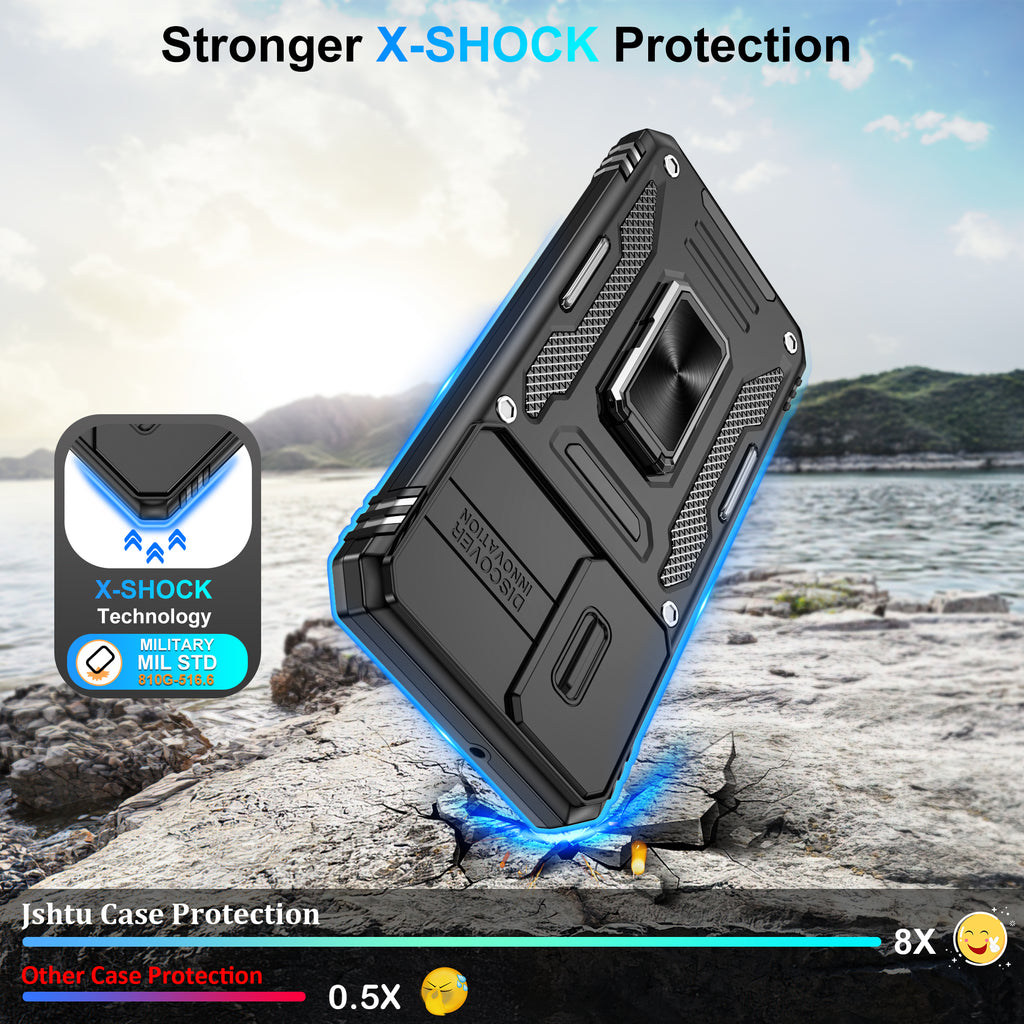 Jshru for Samsung Galaxy S22 Case with Screen Protector,Camera Protective Cover,Ring Stand,Phone Case for Men and Women,Shockproof Bumper Phone Cover