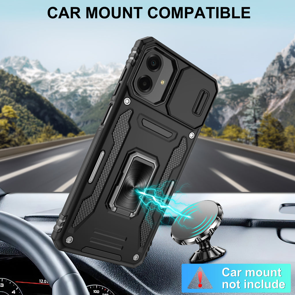 Jshru for Samsung Phone Case with Screen Protector,Camera Protective Cover,Ring Stand,Shockproof Bumper Phone Cover