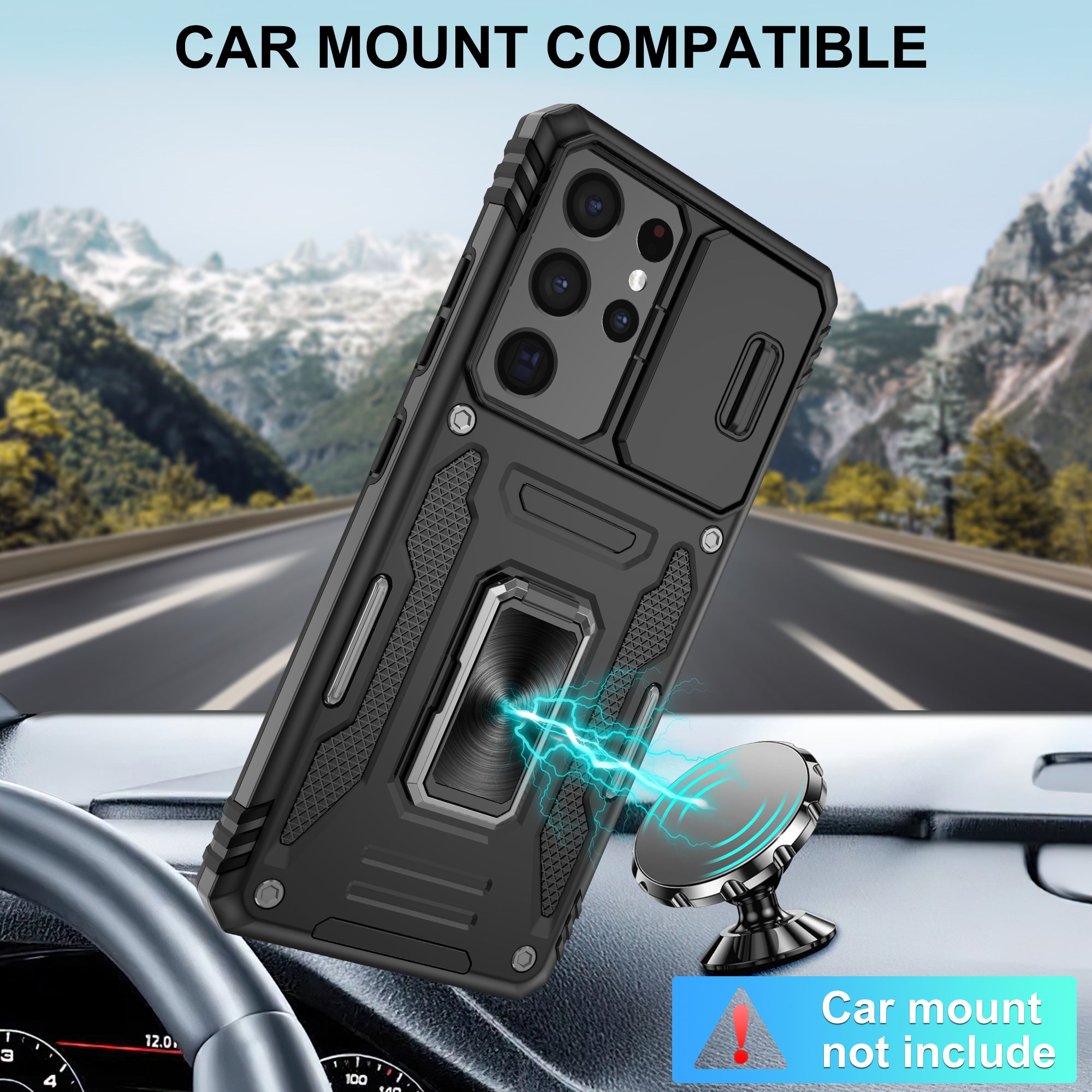 Jshru for Samsung Galaxy S21 Ultra Case with Screen Protector,Camera Protective Cover,Ring Stand,Phone Case for Men and Women,Shockproof Bumper Phone Cover