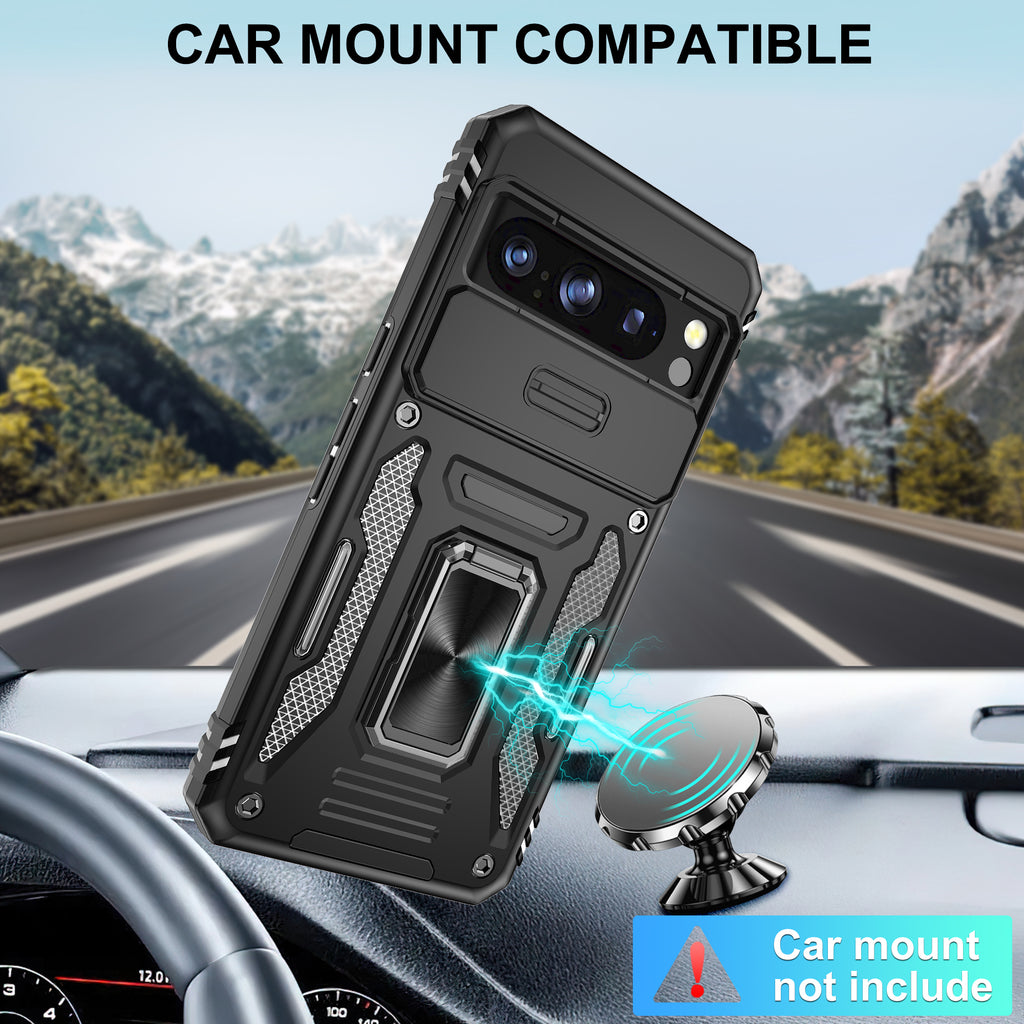 Jshru for Google Pixel 8 Pro Case with Screen Protector,Camera Protective Cover,Ring Stand,Phone Case for Men and Women,Shockproof Bumper Phone Cover