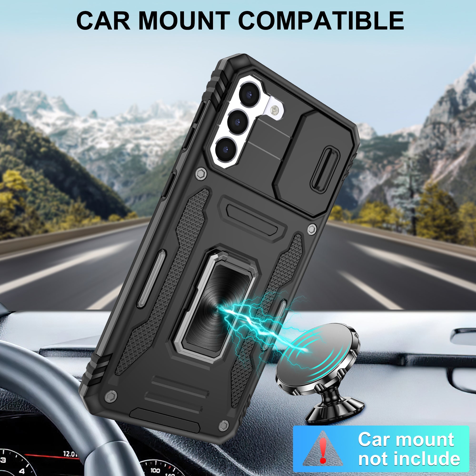 Jshru for Samsung Galaxy S21 Plus Case with Screen Protector,Camera Protective Cover,Ring Stand,Phone Case for Men and Women,Shockproof Bumper Phone Cover