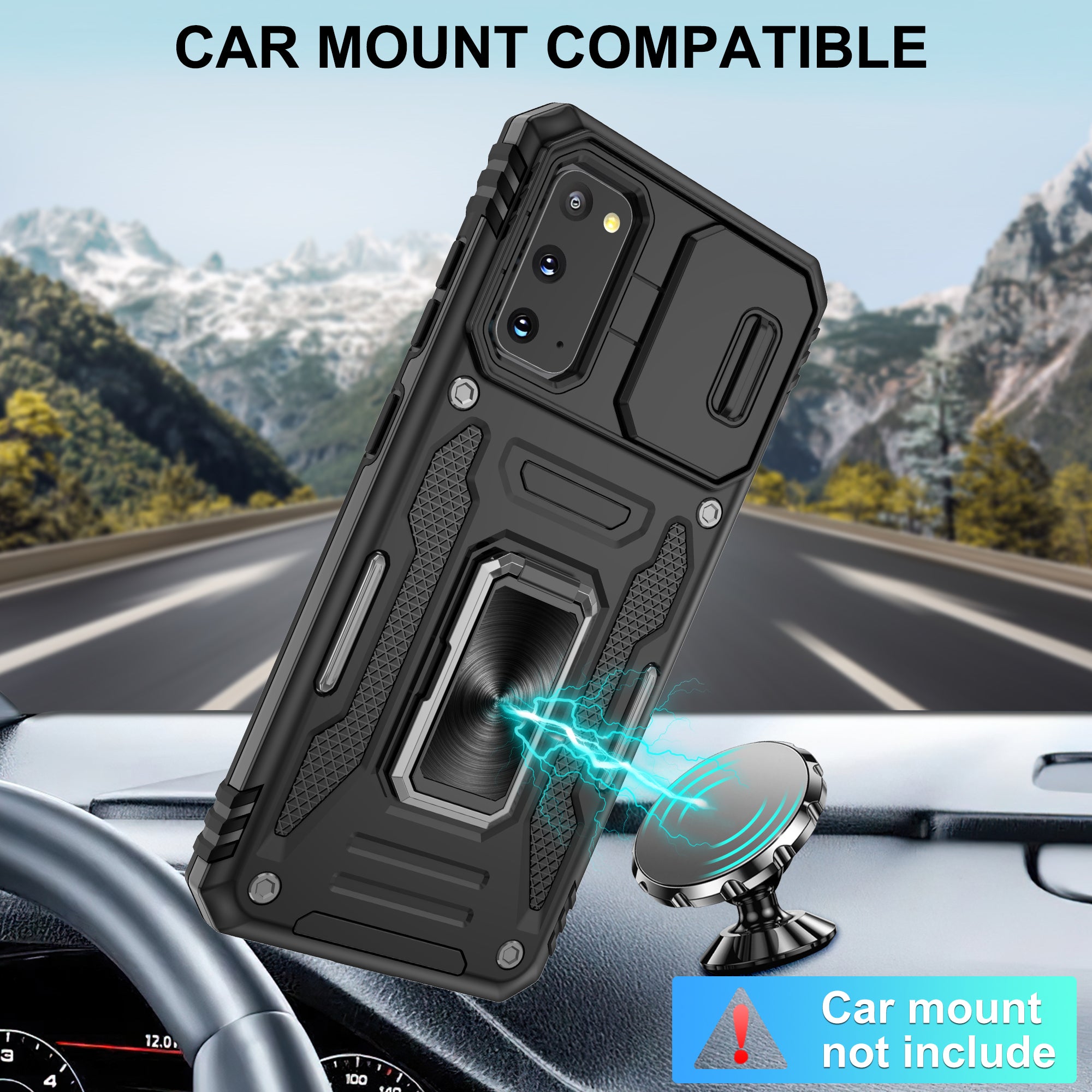 Jshru for Samsung Galaxy S20 Case with Screen Protector,Camera Protective Cover,Ring Stand,Phone Case for Men and Women,Shockproof Bumper Phone Cover