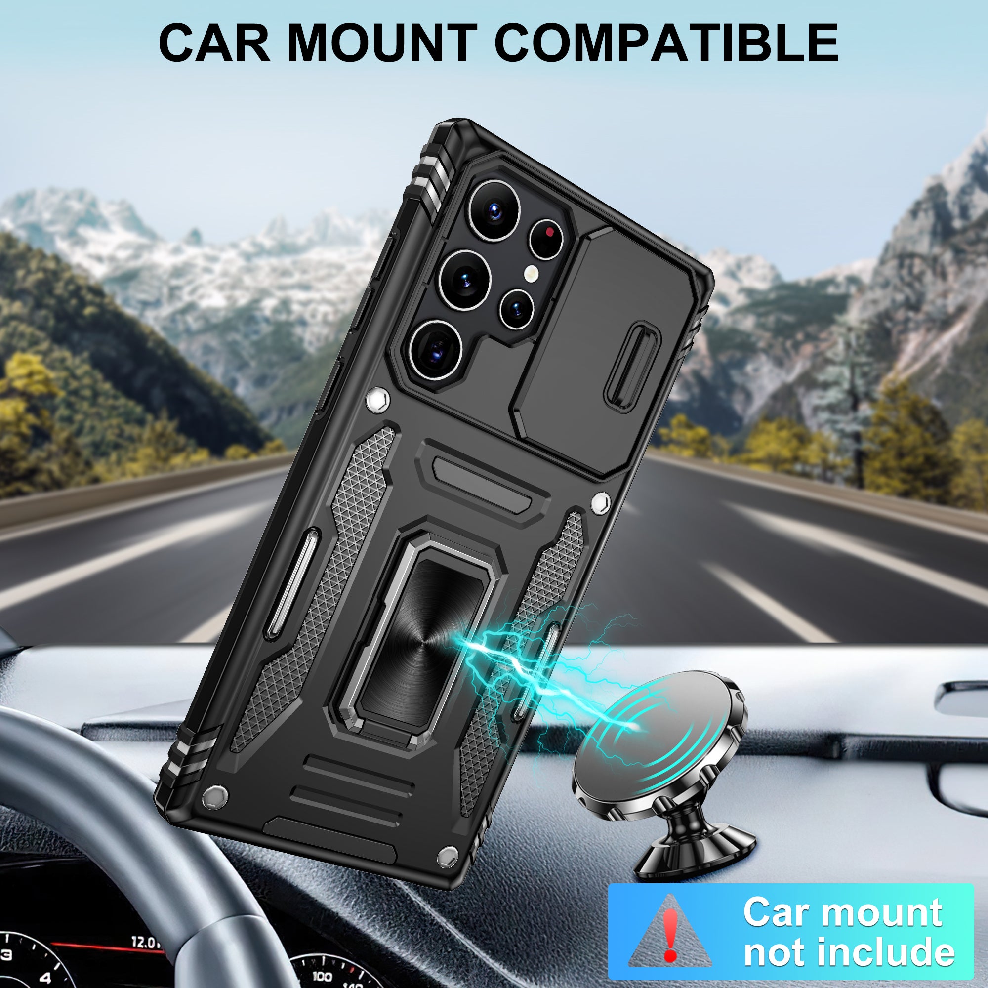 Jshru for Samsung Galaxy S22 Ultra Case with Screen Protector,Camera Protective Cover,Ring Stand,Phone Case for Men and Women,Shockproof Bumper Phone Cover