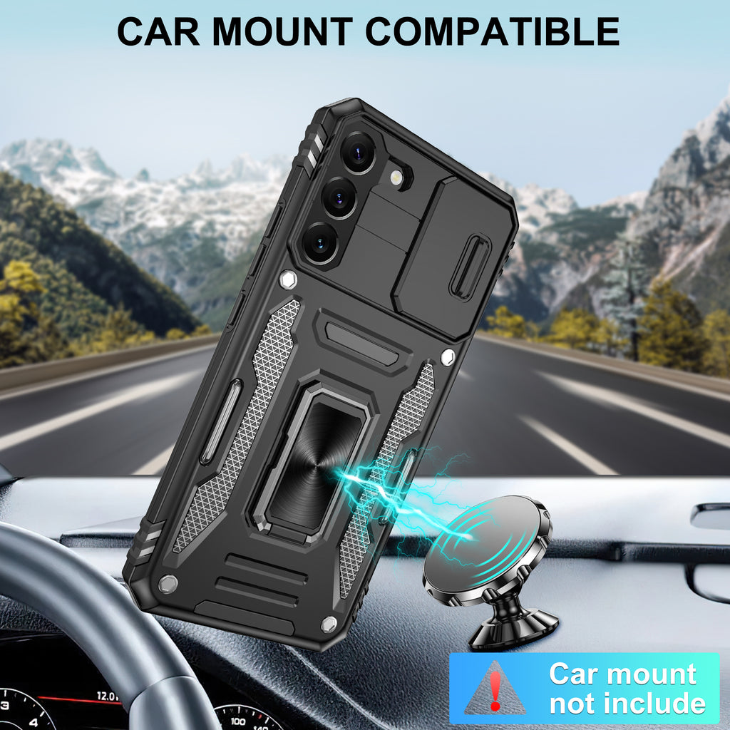 Jshru for Samsung Galaxy S22 Case with Screen Protector,Camera Protective Cover,Ring Stand,Phone Case for Men and Women,Shockproof Bumper Phone Cover