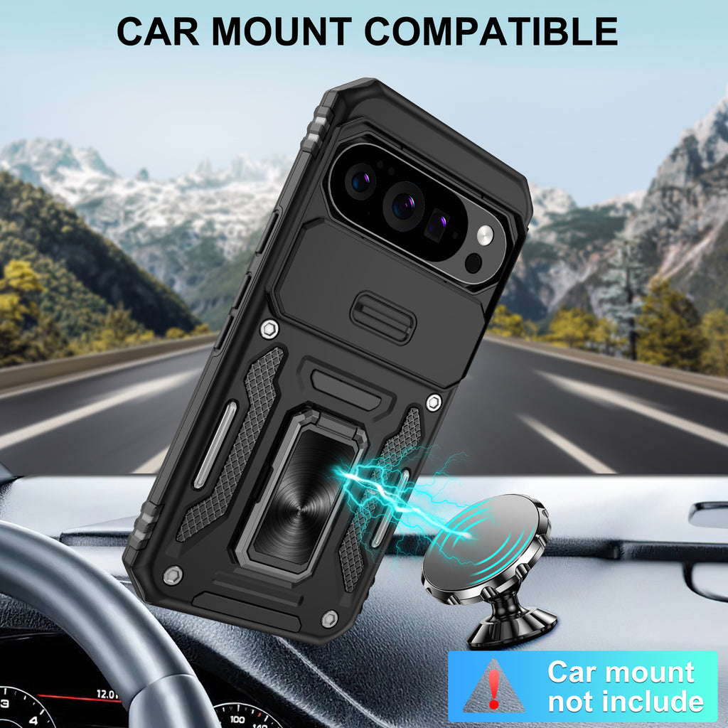 Jshru for Google Pixel 10/10 Pro Case with Screen Protector,Camera Protective Cover,Ring Stand,Phone Case for Men and Women,Shockproof Bumper Phone Cover