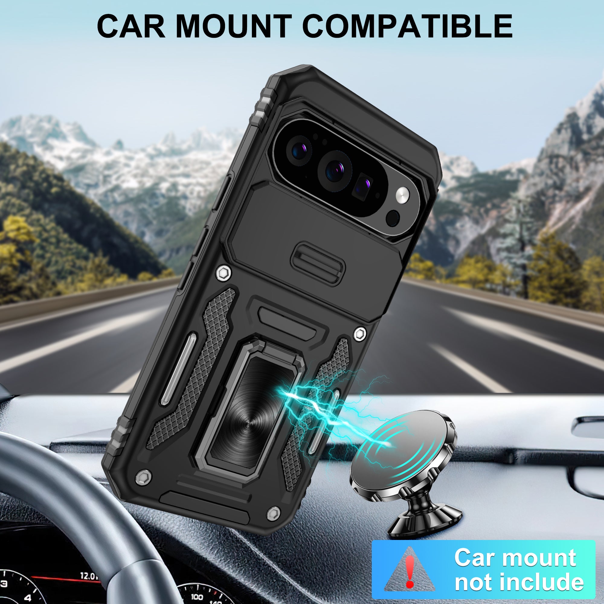 Jshru for Google Pixel 10/10 Pro Case with Screen Protector,Camera Protective Cover,Ring Stand,Phone Case for Men and Women,Shockproof Bumper Phone Cover