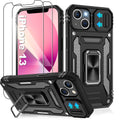 Jshru for iPhone 13 Case with Screen Protector,Camera Protective Cover,Ring Stand,Phone Case for Men and Women,Shockproof Bumper Phone Cover