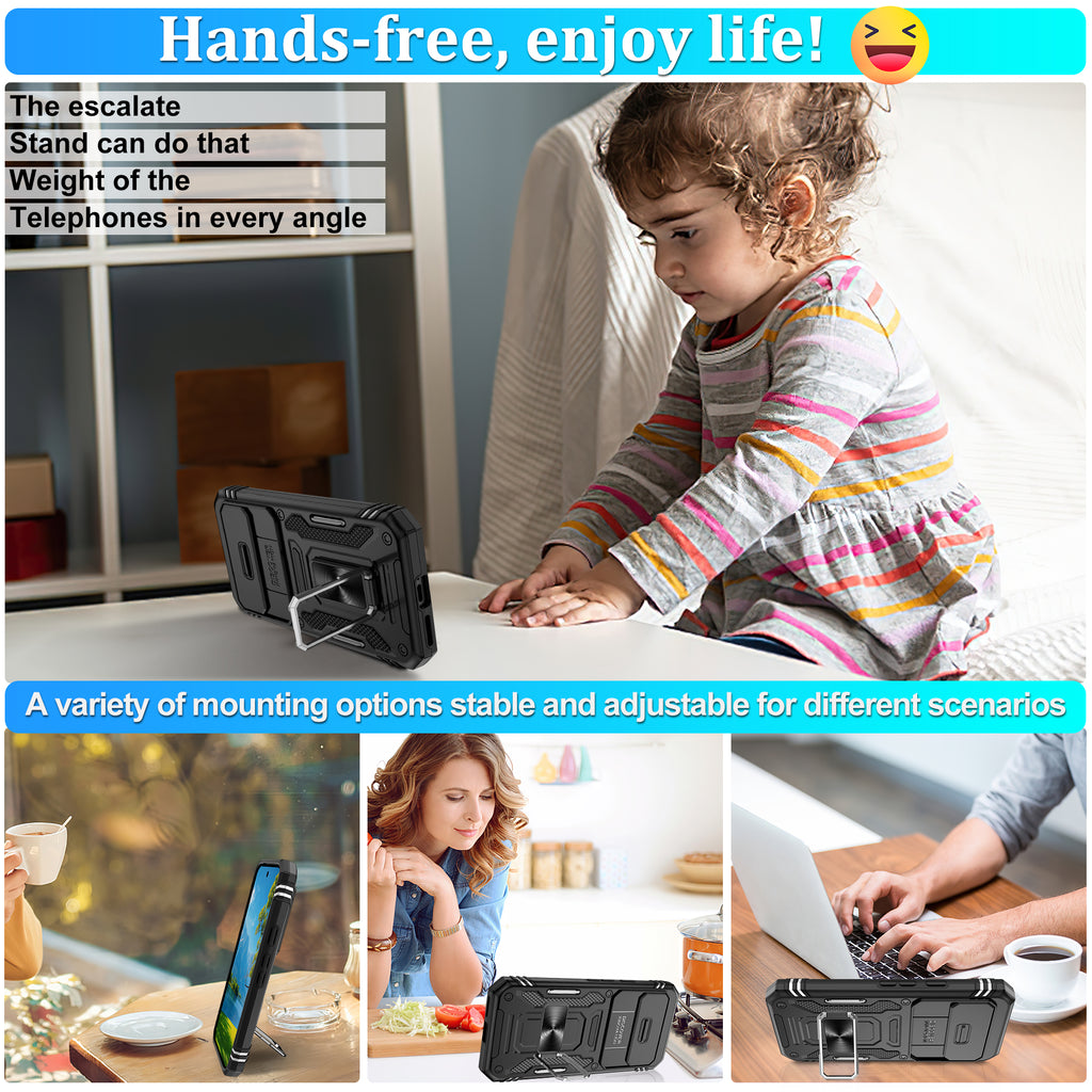 Jshru for Google Pixel 9A Case with Screen Protector,Camera Protective Cover,Ring Stand,Phone Case for Men and Women,Shockproof Bumper Phone Cover