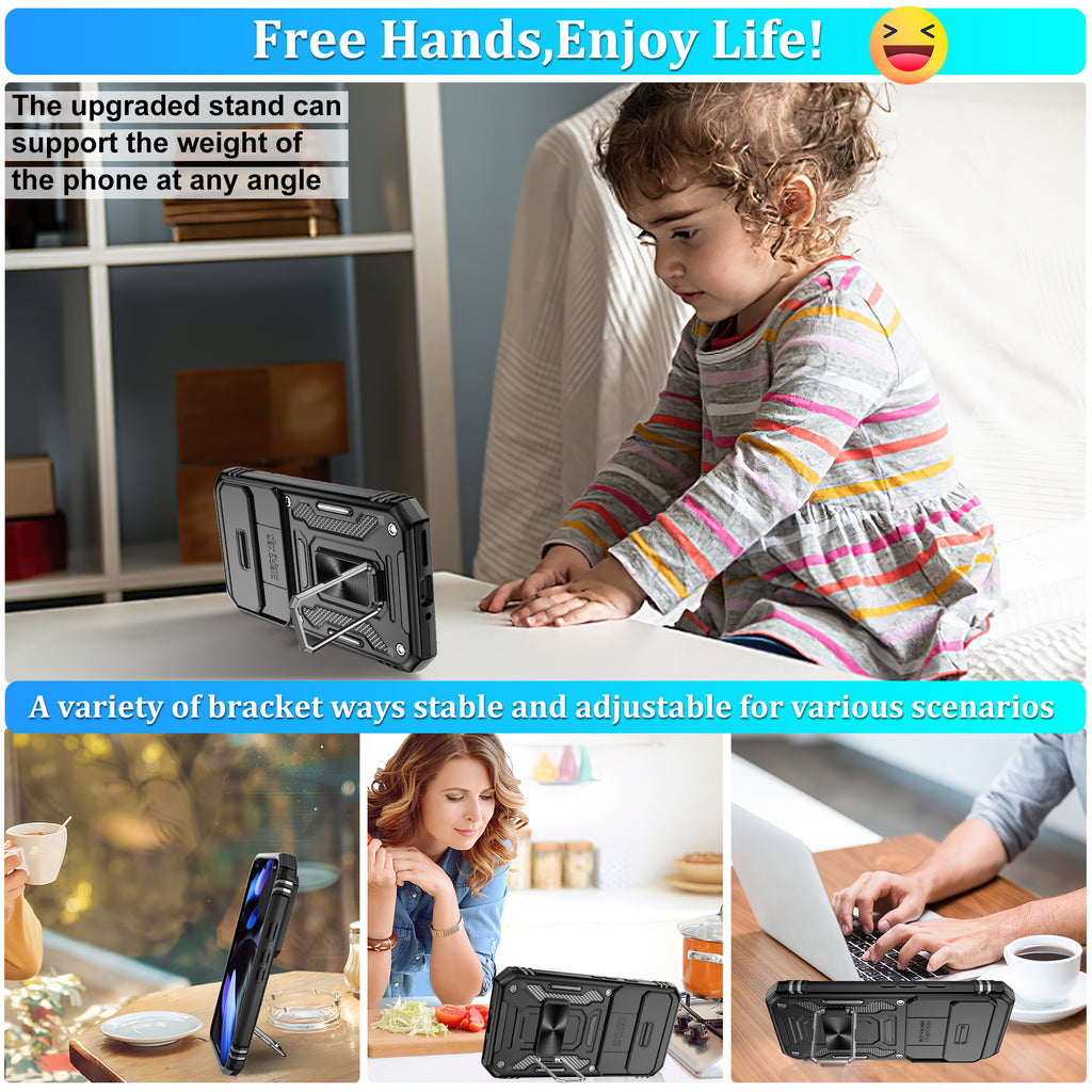 Jshru for Google Pixel 9 Pro XL Case with Screen Protector,Camera Protective Cover,Ring Stand,Phone Case for Men and Women,Shockproof Bumper Phone Cover