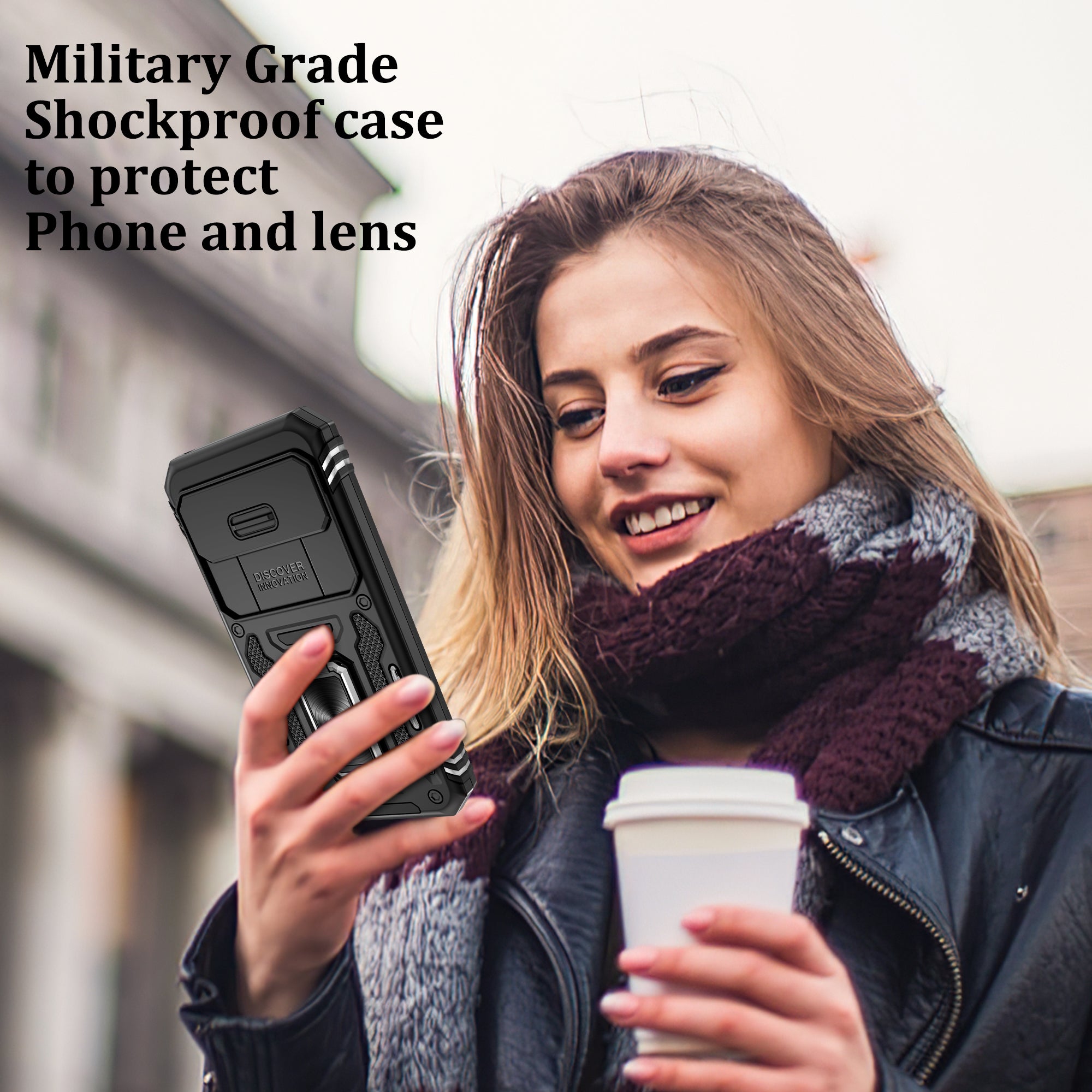 Jshru for Google Pixel 9A Case with Screen Protector,Camera Protective Cover,Ring Stand,Phone Case for Men and Women,Shockproof Bumper Phone Cover