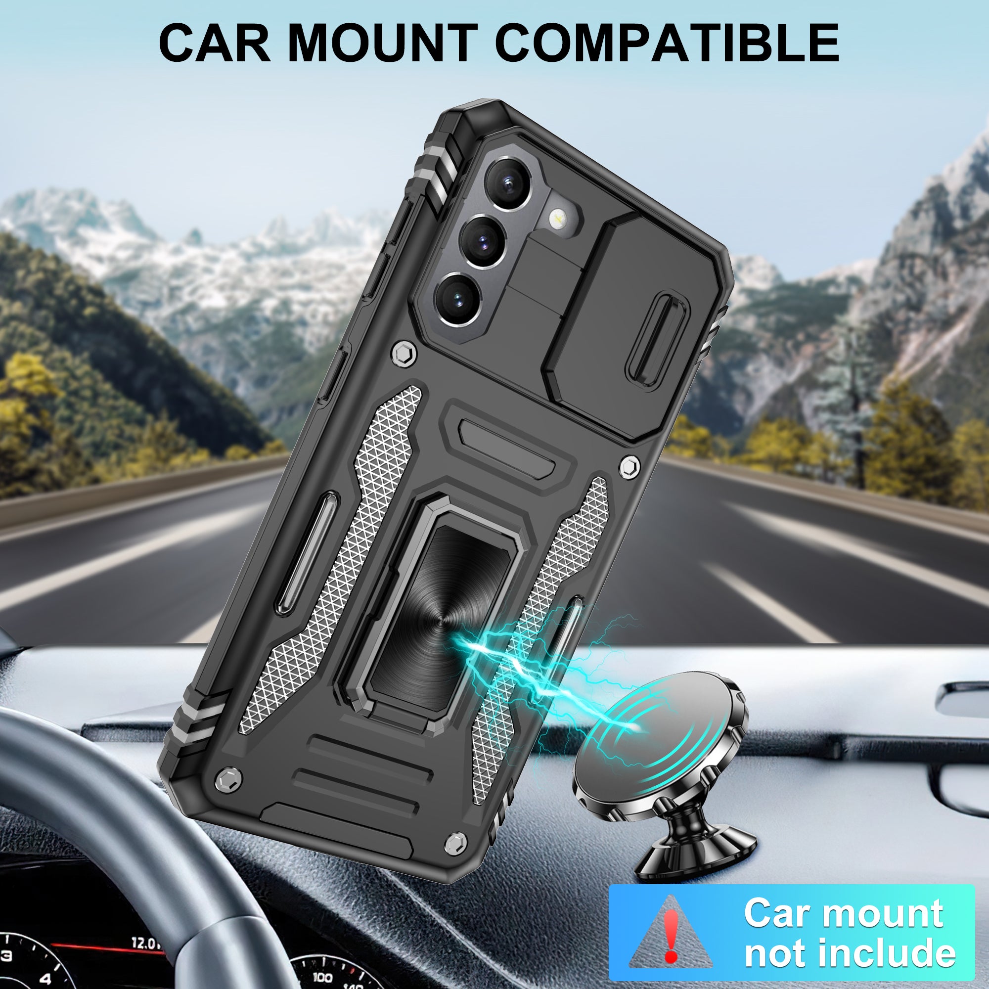 Jshru for Samsung Galaxy S21 Case with Screen Protector,Camera Protective Cover,Ring Stand,Phone Case for Men and Women,Shockproof Bumper Phone Cover