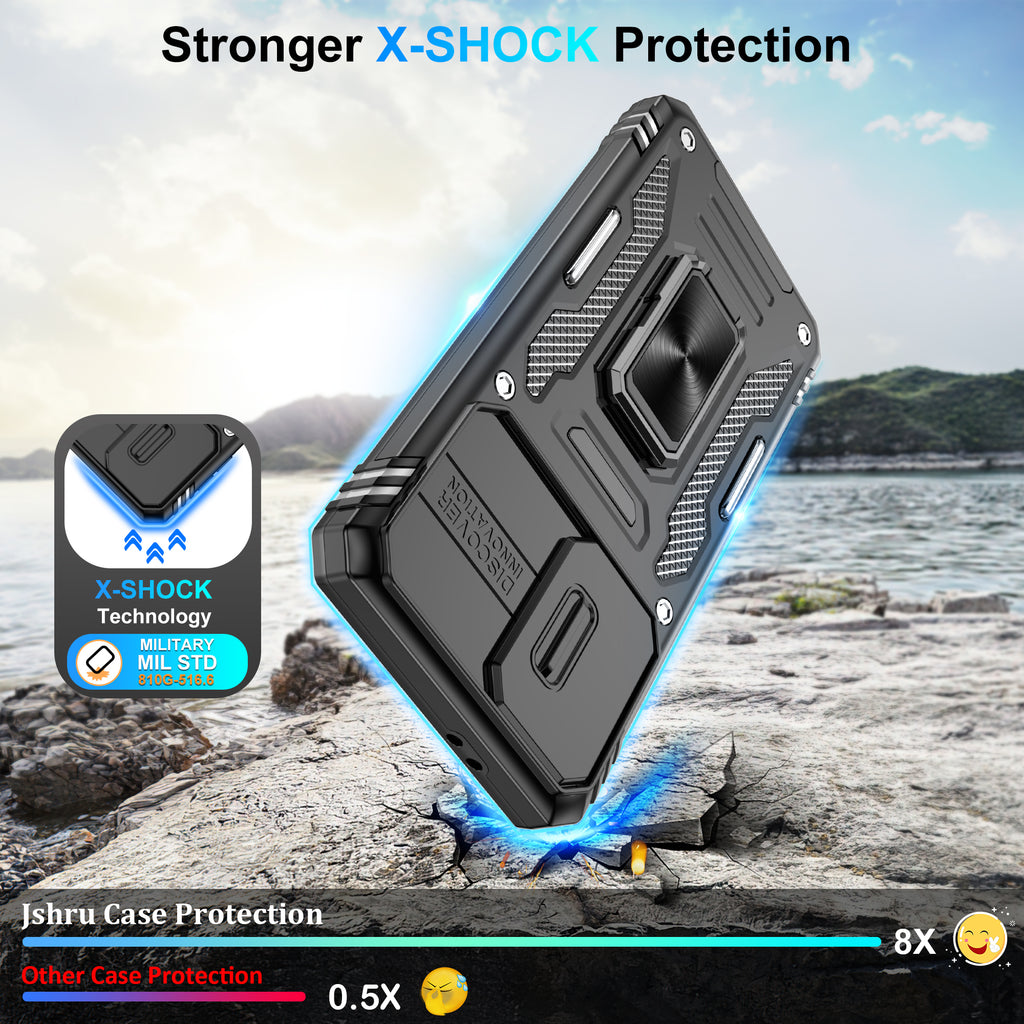 Jshru for Samsung Galaxy S21 Case with Screen Protector,Camera Protective Cover,Ring Stand,Phone Case for Men and Women,Shockproof Bumper Phone Cover